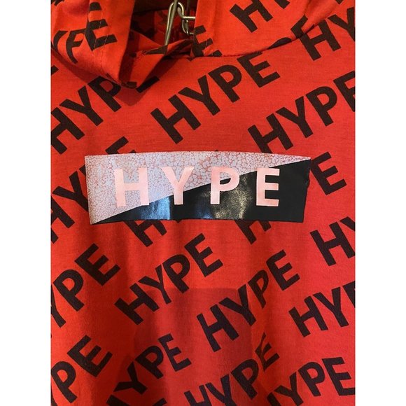 BROOKLYN LAUNDRY Black Red “HYPE" Hooded T Shirt Men’s Large - Picture 2 of 3